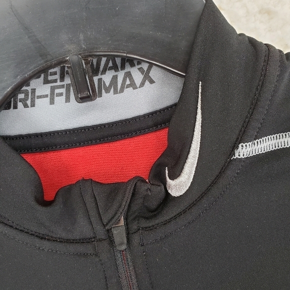 Nike Pro Combat Shirt Mens M Hyperwarm Dri-Fit Max Black Gray 1/4 Zip Fitted L/S - Picture 7 of 13